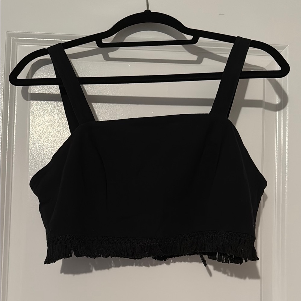 Blue Blush Black Fitted Sleeveless Crop Top